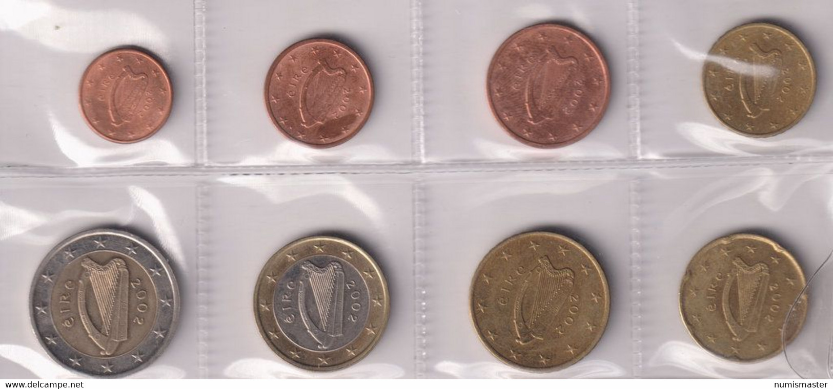 IRELAND EURO 2002 , ALL 8 COIN , UNC - Ierland