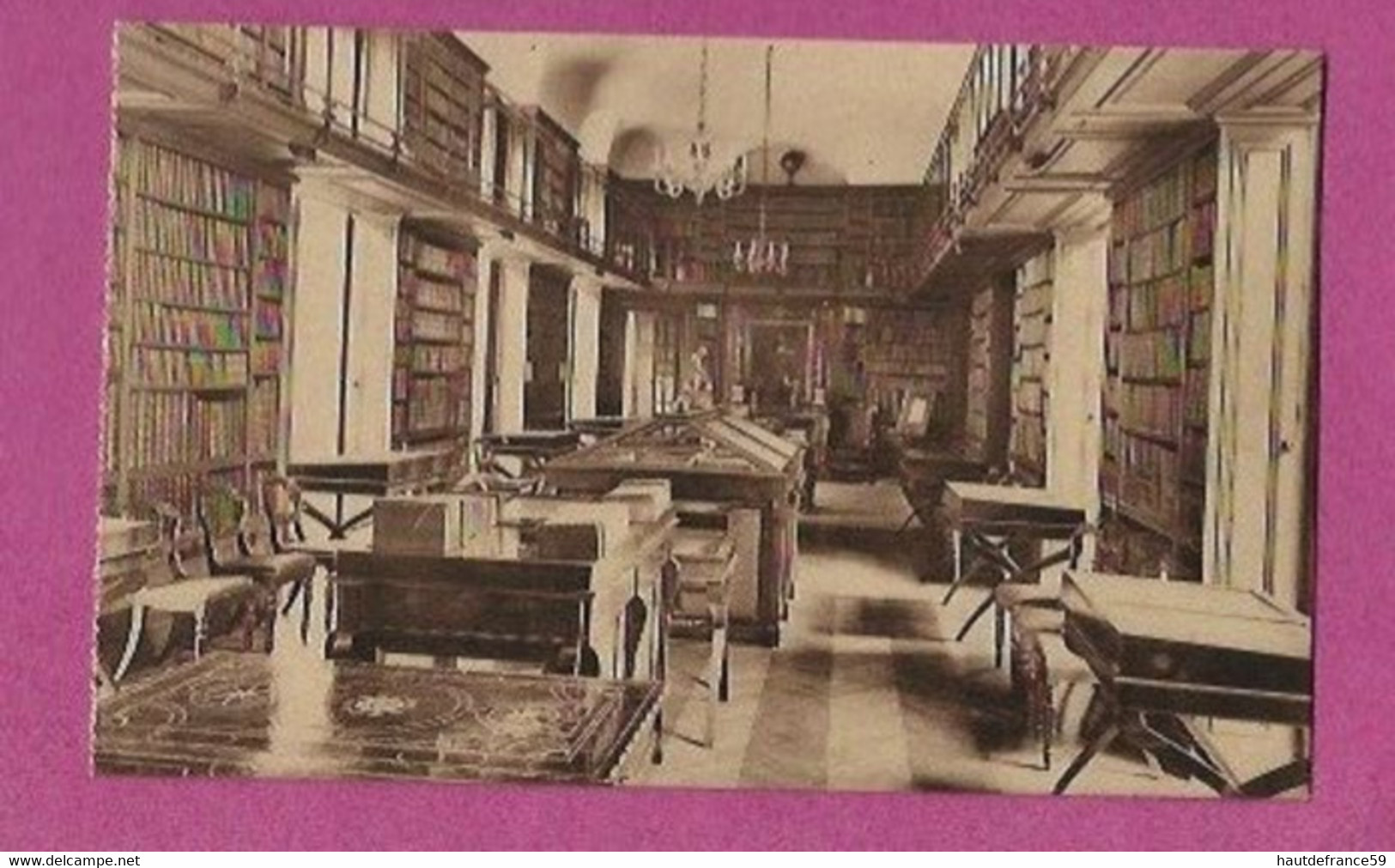 Carte Postale Souvenir Intérieur CHATEAU BELOEIL Bibliothèque  - édition Dath Rue De L église - Collections & Lots