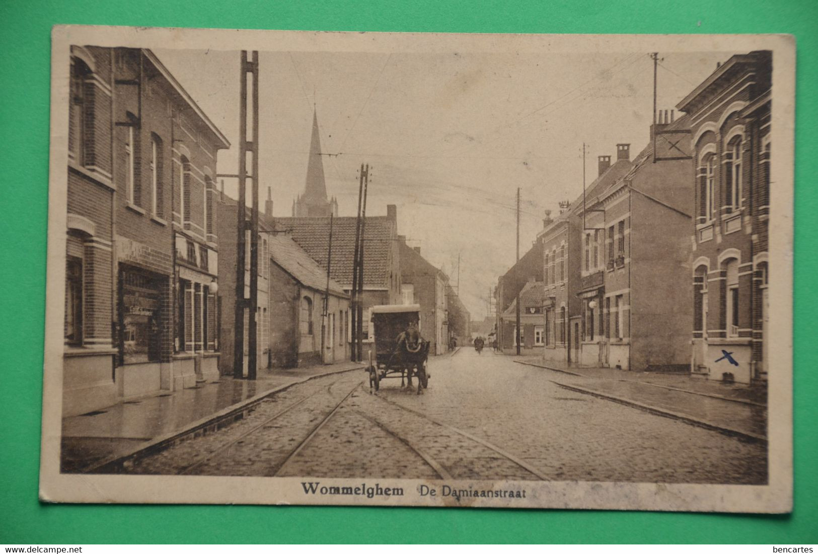 Wommelghem 1920: De Damiaanstraat Animée Avec Attelage. Très Rare - Wommelgem