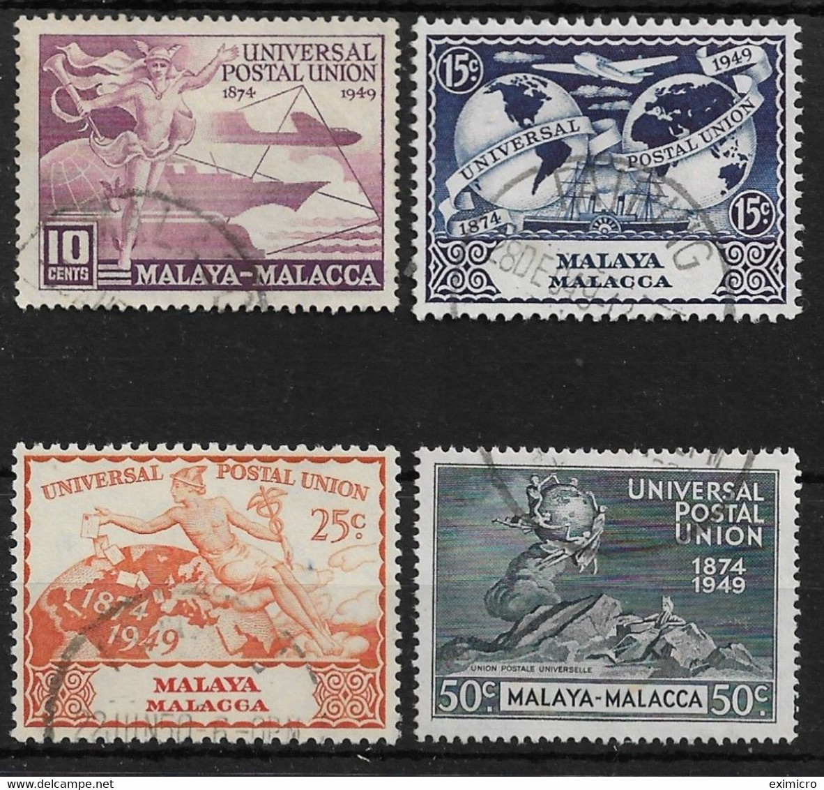 MALAYA - MALACCA 1949 UPU SET FINE USED Cat £19 - Malacca