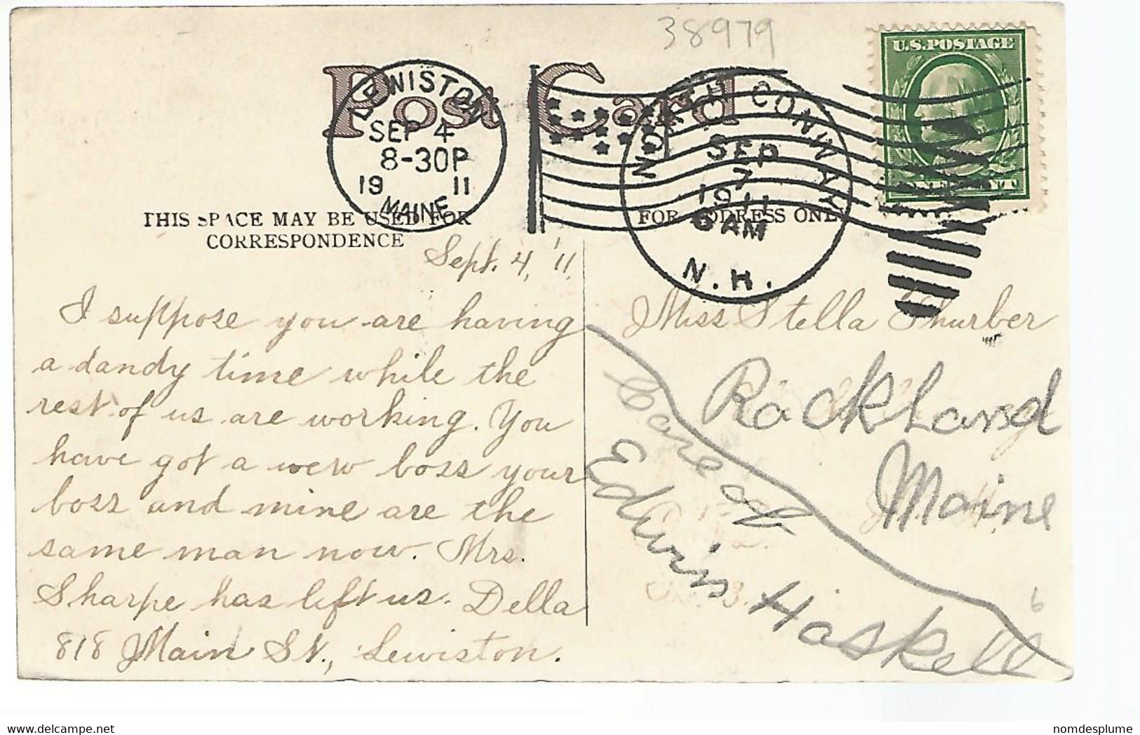 38979 ) USA  Flag Postmark Cancel See Scans Maine - Lewiston