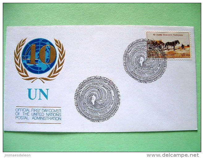 United Nations Vienna 1985 FDC Cover - 40 Anniv. Of United Nations - Horse Cart - Cartas & Documentos