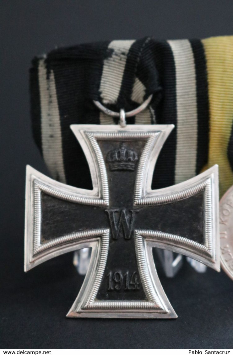 WW1 Germany Iron Cross Pin EK2 Republic Wiemar 1813-1914 And Wilhelm II Koenig Von Wuerttemberg 1892-1918 - Alemania