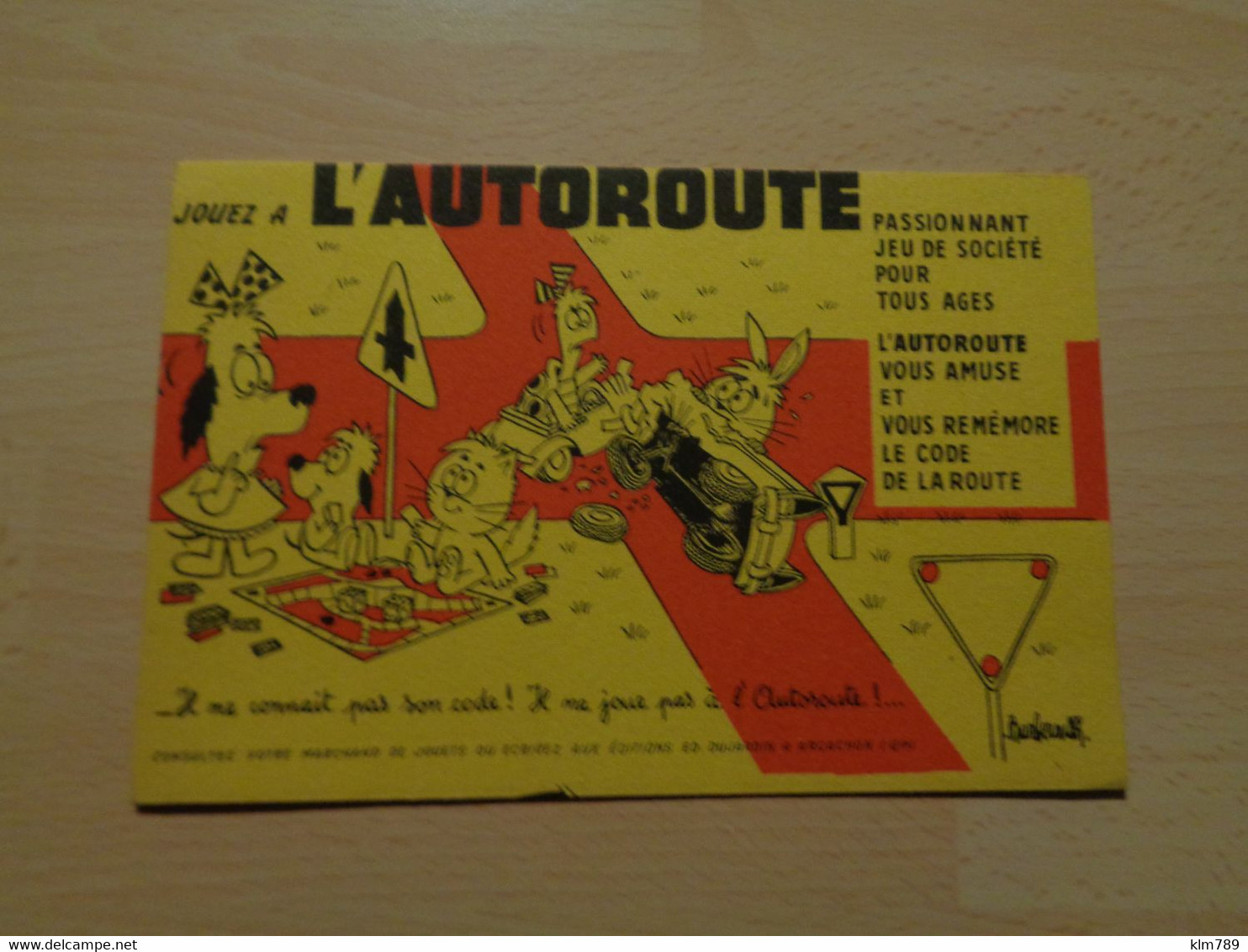 Buvard - Jeu De L'Autoroute - Lapin , Chat , Chien , Tortue - Voitures - Illustrateur Barberousse - Réf.80. - Kids