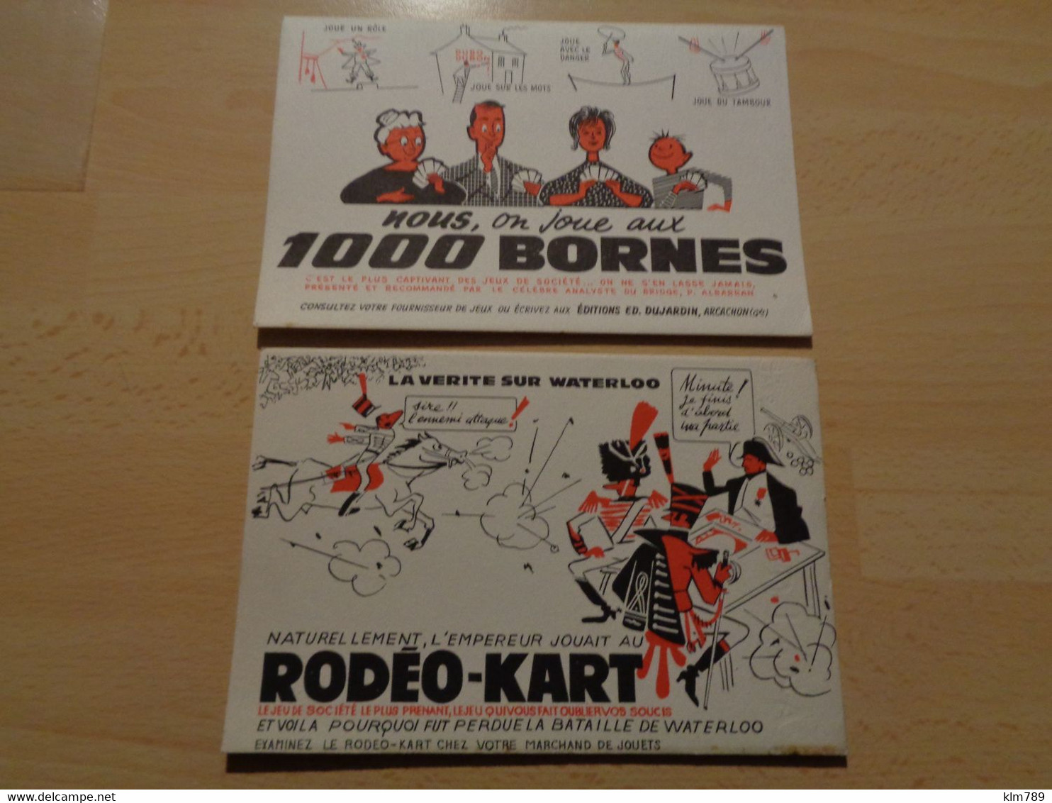 Lot De 2 Buvards - Jeux D'enfants - Rodéo - Kart Et Les 1000 Bornes - Chez Les Marchands De Jouets  - Réf.80. - Kinder