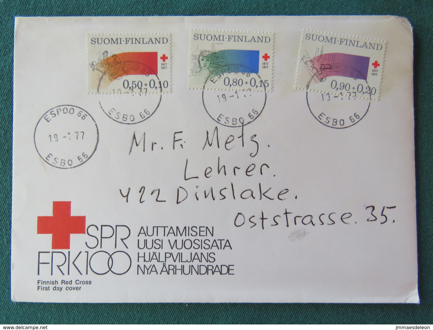 Finland 1977 FDC Cover To Dinslake - Red Cross - Covers & Documents