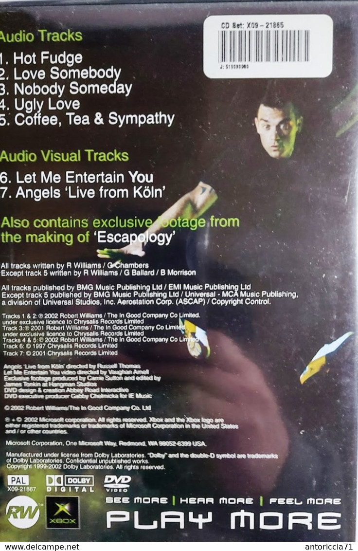 Dvd Originale Per Xbox Robbie Williams Exclusive Xbox DVD Del 2002 Come Nuovo - Informatik