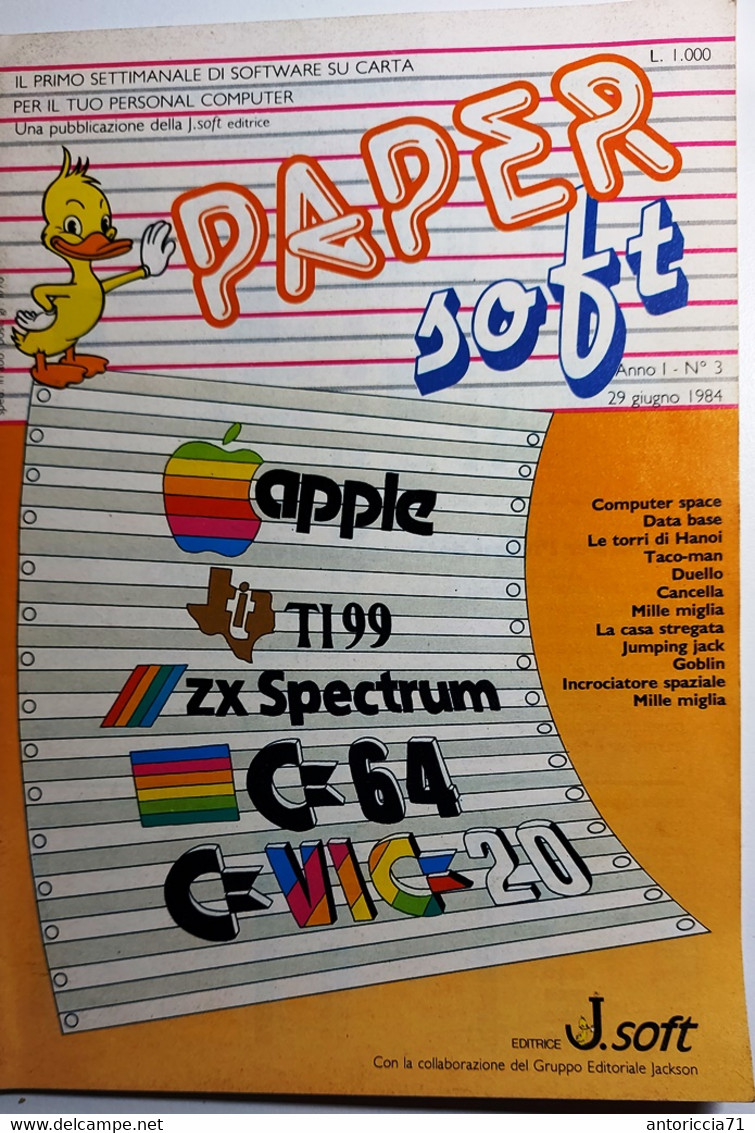 Rivista Paper Soft Del 29 Giugno 1984 Jackson Soft Software Su Carta Computer - Informatique