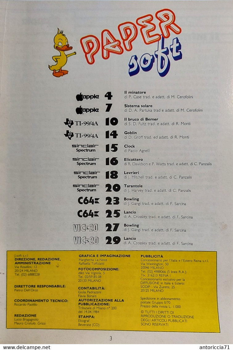 Rivista Paper Soft Del 13 Luglio 1984 Jackson Soft Software Su Carta Computer - Informatik