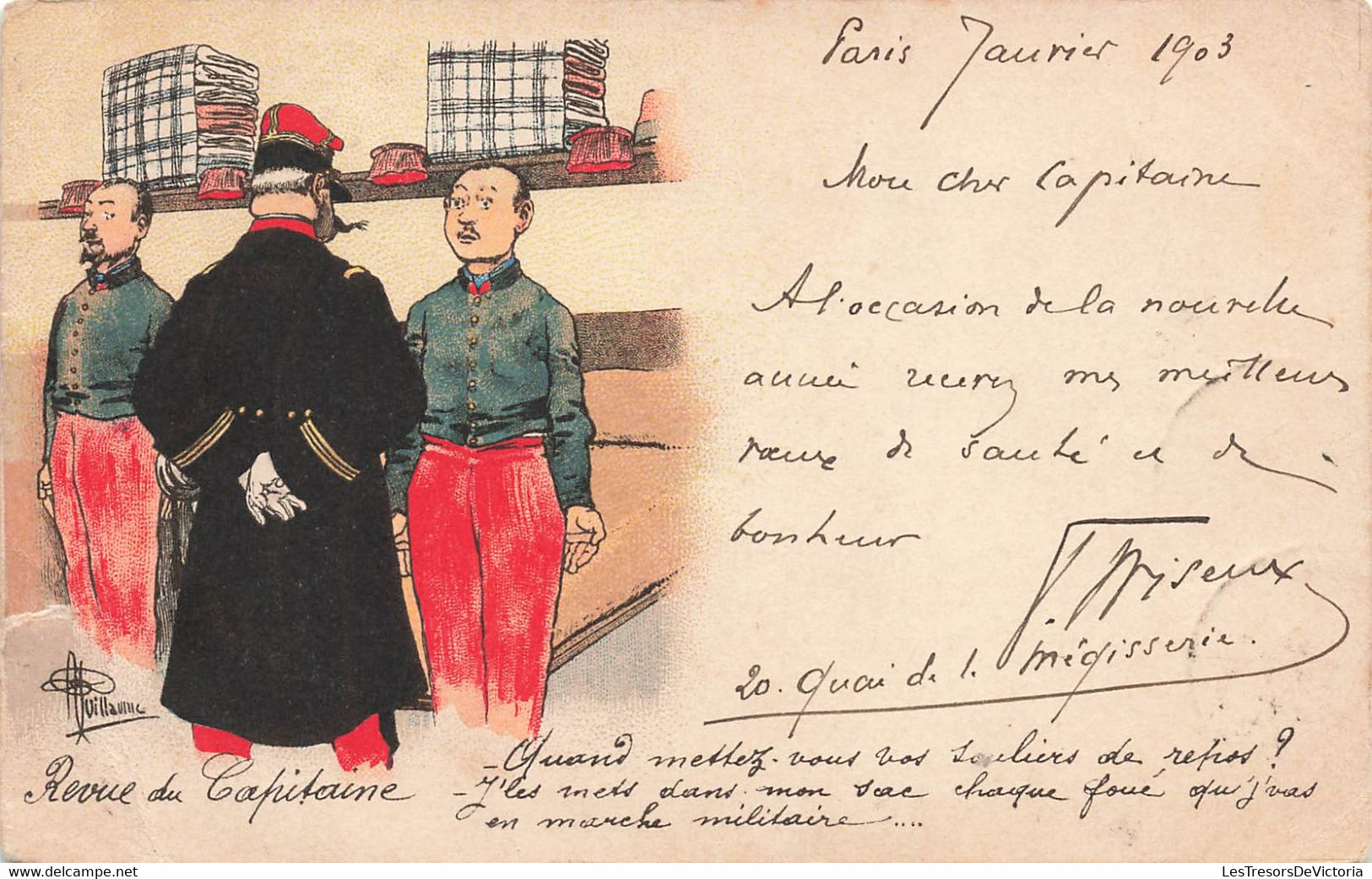 CPA Illustrateur Guillaume - La Revue Du Capitaine - Carte Précurseur Illustrée - Militaria - Guillaume