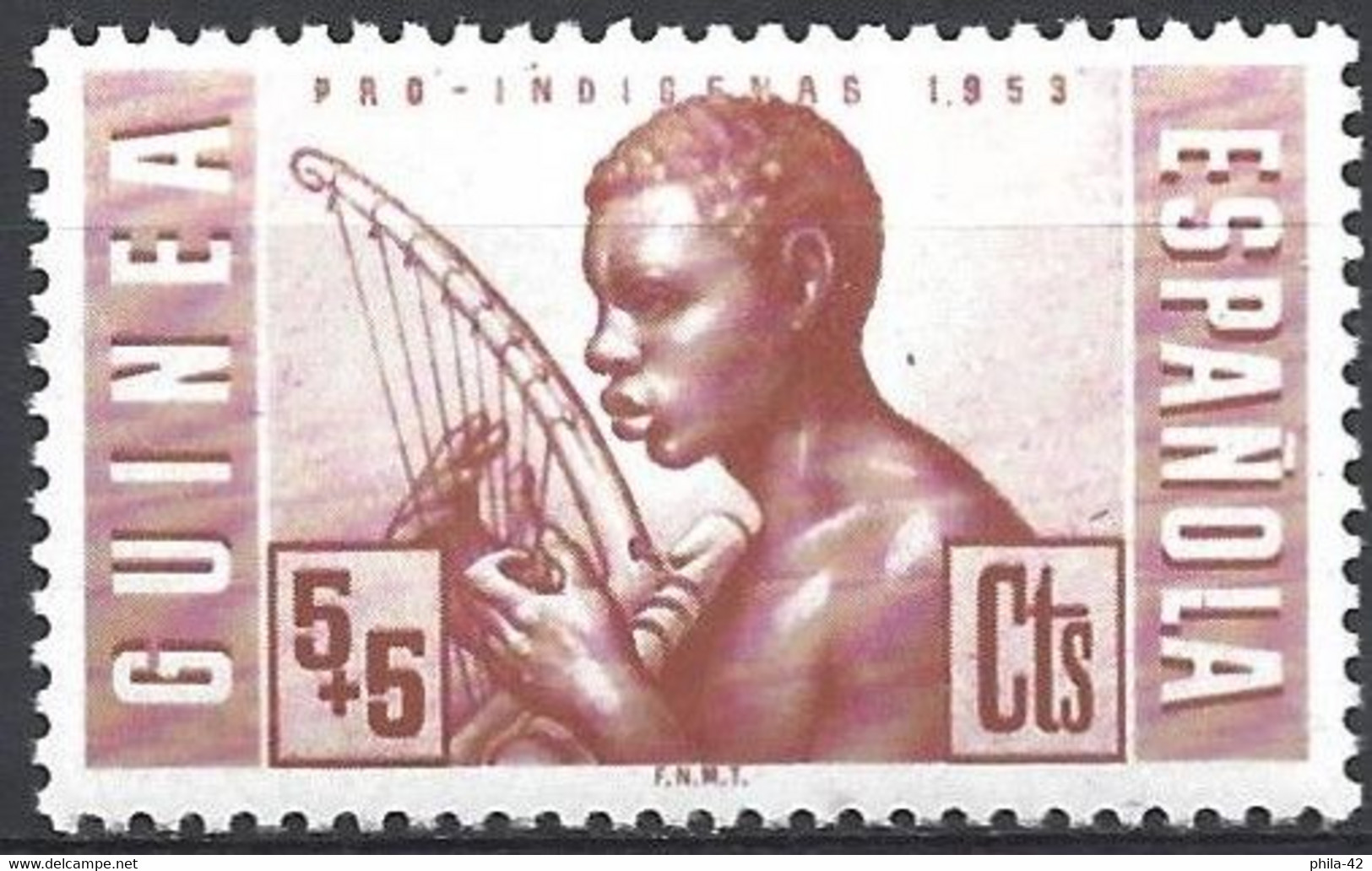 Spanish Guinea 1953 - Mi 286 - YT 342 ( Musician And African Harp ) MNH** - Guinea Española