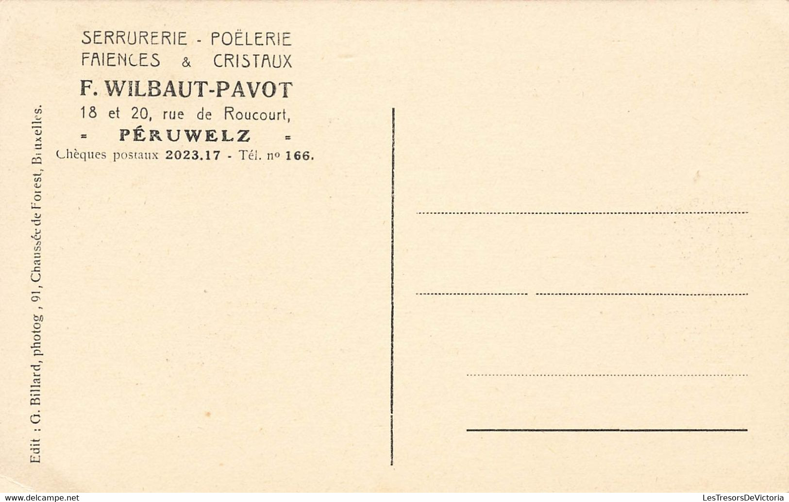 CPA Peruwelz Serrurerie Poëlerie - Faiences & Cristaux - WILBAUT - PAVOT - Magasin - Billard - Péruwelz