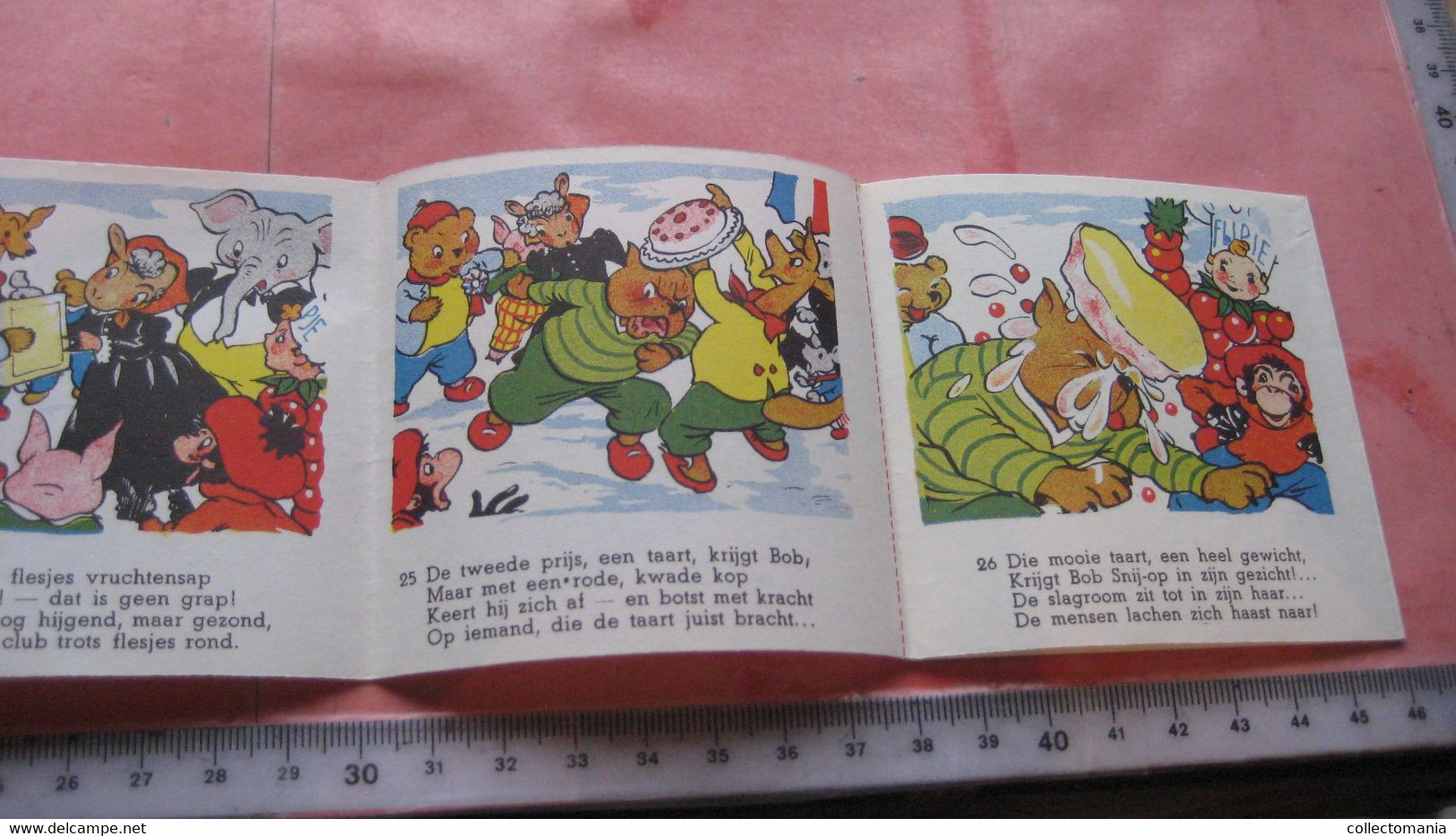 1952 Flipje, FRUITBAASJE de BETUWE, 4 kompl. series = 8 stroken in elk, voor kinderbioskoop FLIPPOSCOOP,  Prima staat