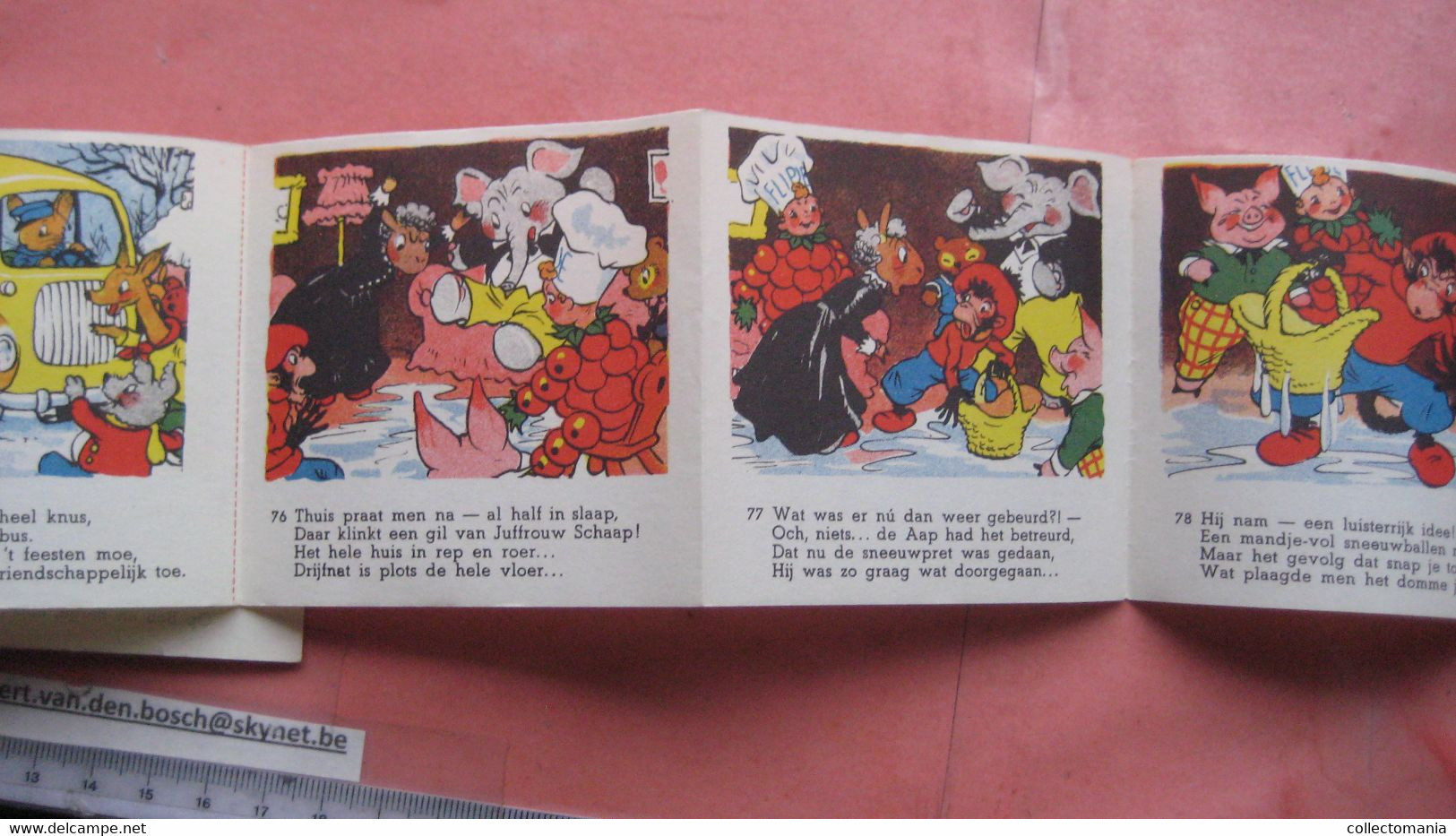 1952 Flipje, FRUITBAASJE de BETUWE, 4 kompl. series = 8 stroken in elk, voor kinderbioskoop FLIPPOSCOOP,  Prima staat