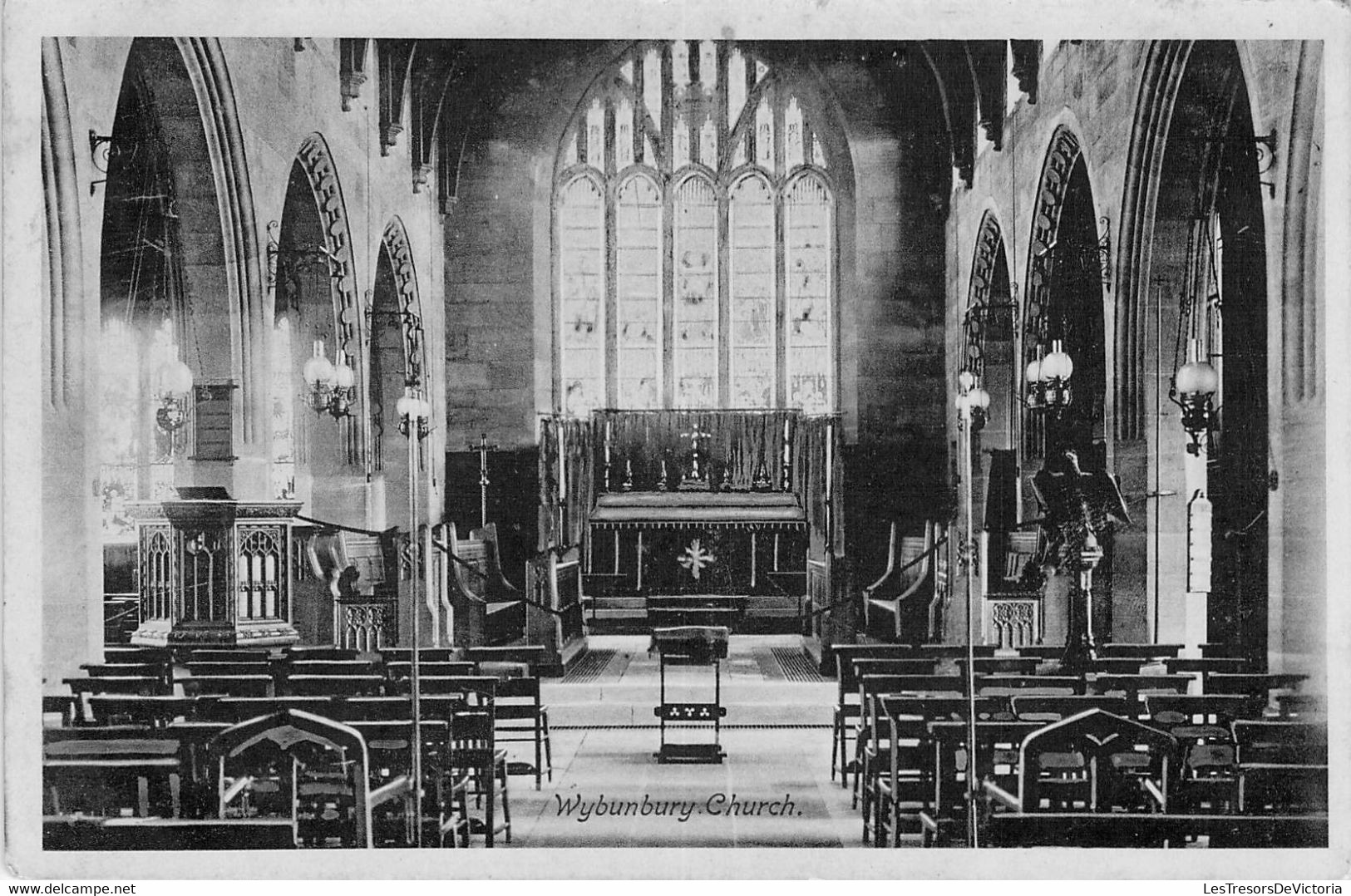 CPA Royaume Uni - Angleterre - Cheshire - Wybunbury Church - W. Shaw Burslem - Intérieur - Eglise - Autel - Nef - Otros & Sin Clasificación