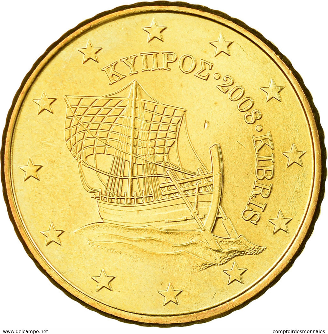 Chypre, 50 Euro Cent, 2008, TTB, Laiton, KM:83 - Cyprus