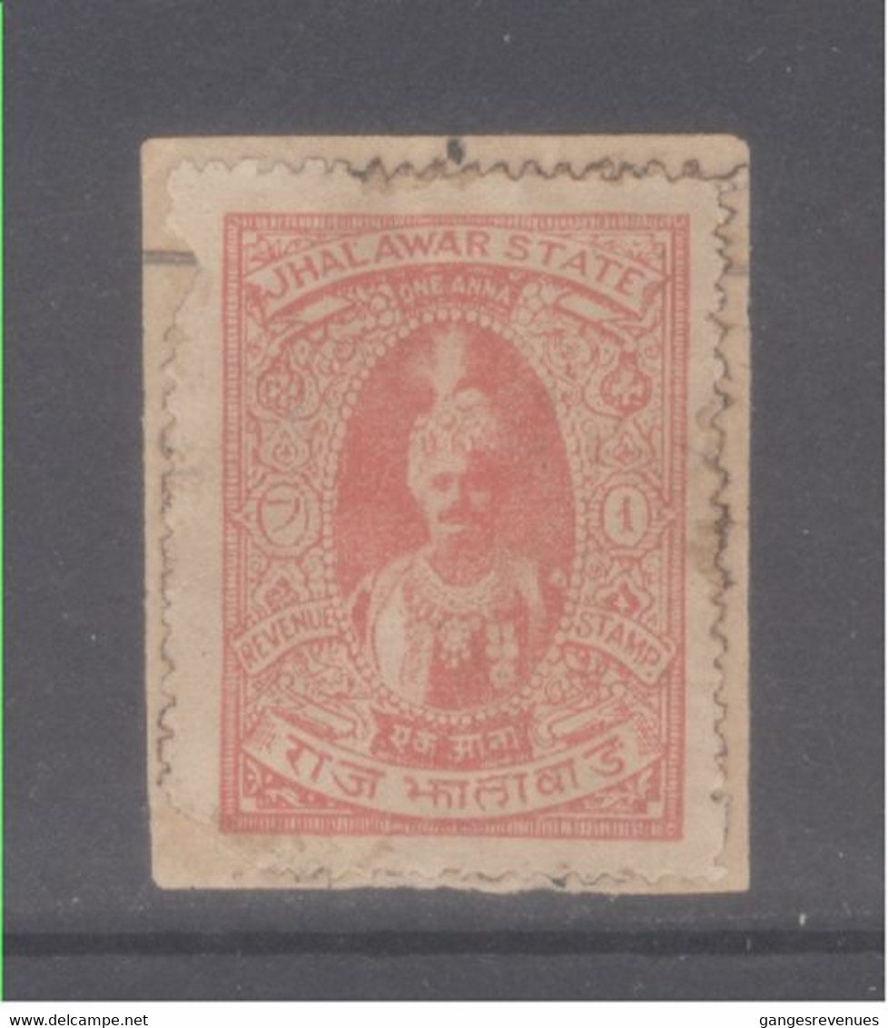 JHALAWAR  1A  Red  King  Revenue  # 35727 D Inde India Fiscaux Fiscal Revenue - Jhalawar