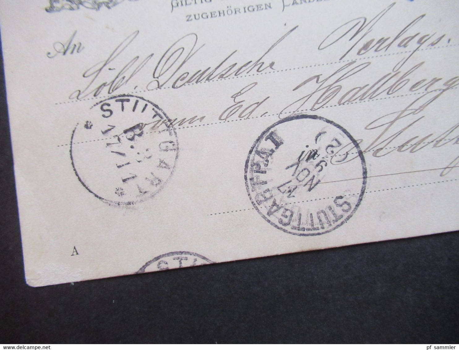 Bayern Ganzsache P 25 II Mit Zusatzfrankatur Nach Stuttgart Mit Zusatzfrankatur Rücks. Stempel Verwaltung Münchner Post - Postal  Stationery