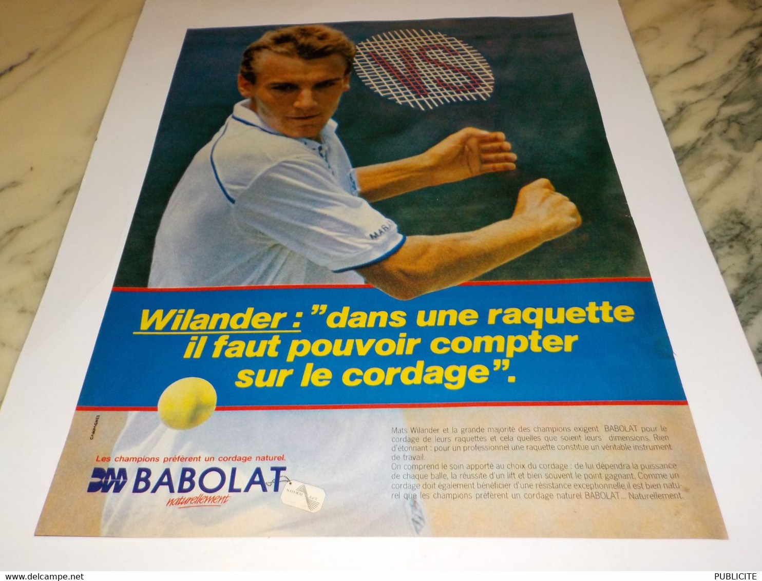 ANCIENNE PUBLICITE VILANDER ET LA RAQUETTE BABOLAT 1983 - Autres & Non Classés