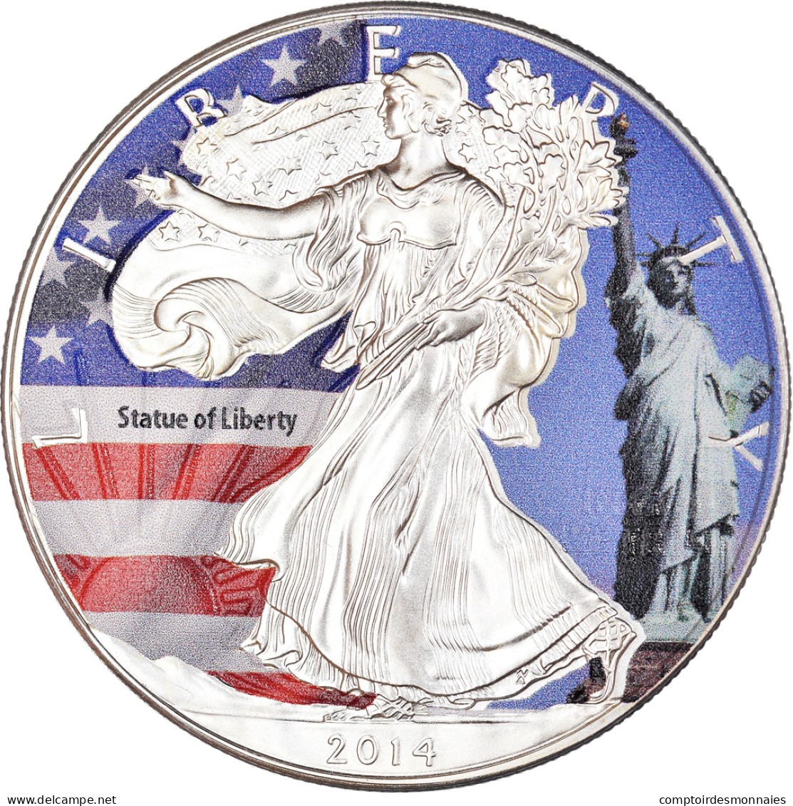 Monnaie, États-Unis, Silver Eagle, Dollar, 2014, Philadelphie, Colorisé, FDC - Zilver