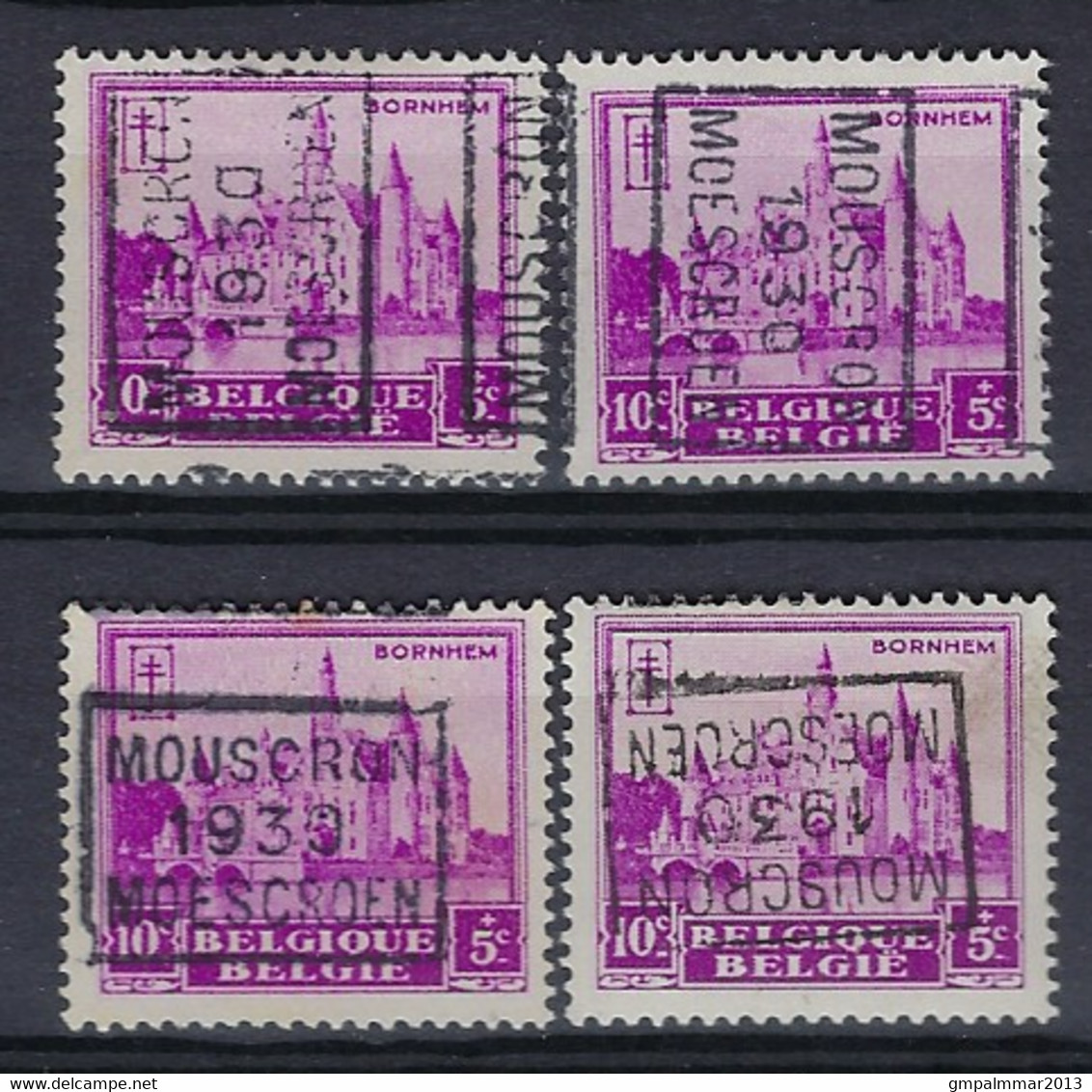 Nr. 308 Kasteel Bornem Voorafstempeling Nr. 5982 A B C En D MOUSCRON 1930 MOESCROEN ; Staat Zie Scan ! - Roulettes 1930-..