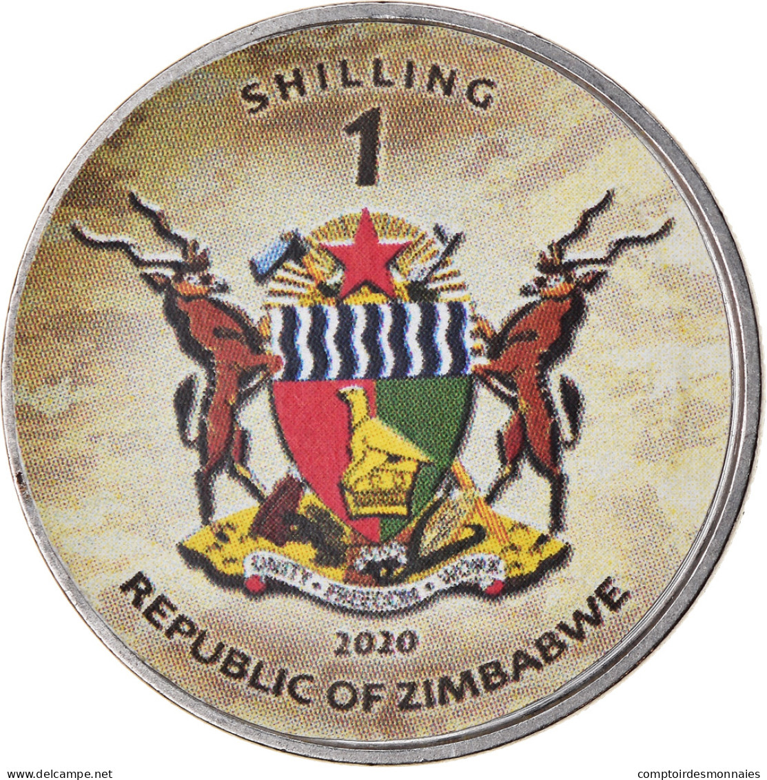 Monnaie, Zimbabwe, Shilling, 2020, Tanks - T-64BM, SPL, Nickel Plated Steel - Zimbabwe