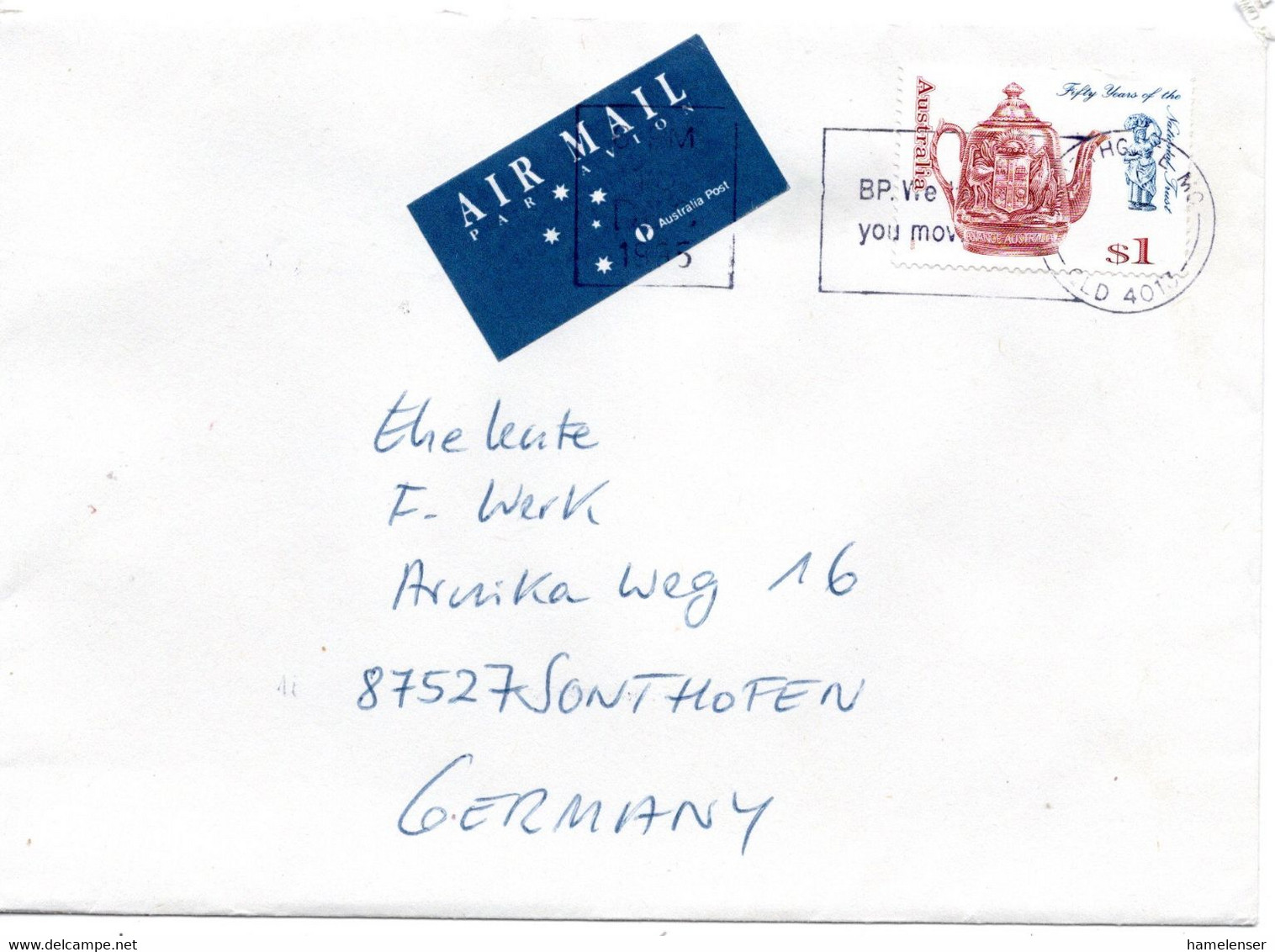 62524 - Australien - 1995 - $1 National Trust Of Australia EF A LpBf NORTHGATE MC QLD -> Deutschland - Storia Postale