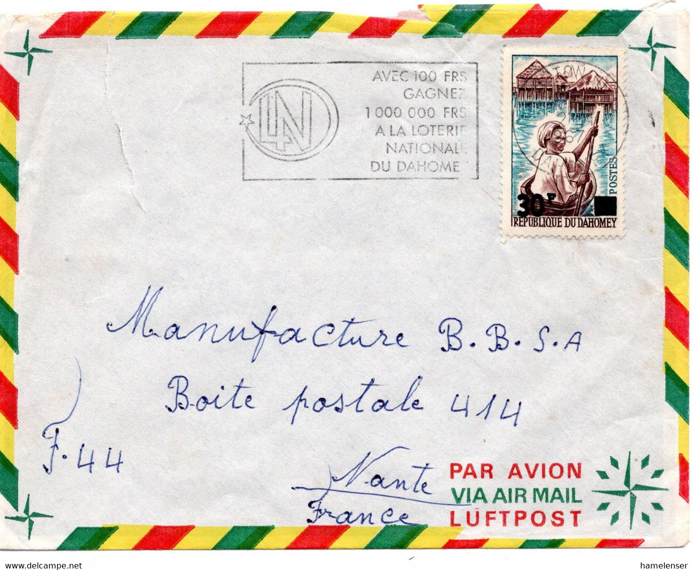 62536 - Dahomey - 1967 - 30F Aufdruck EF A LpBf COTONOU - ... -> Frankreich - Benin - Dahomey (1960-...)