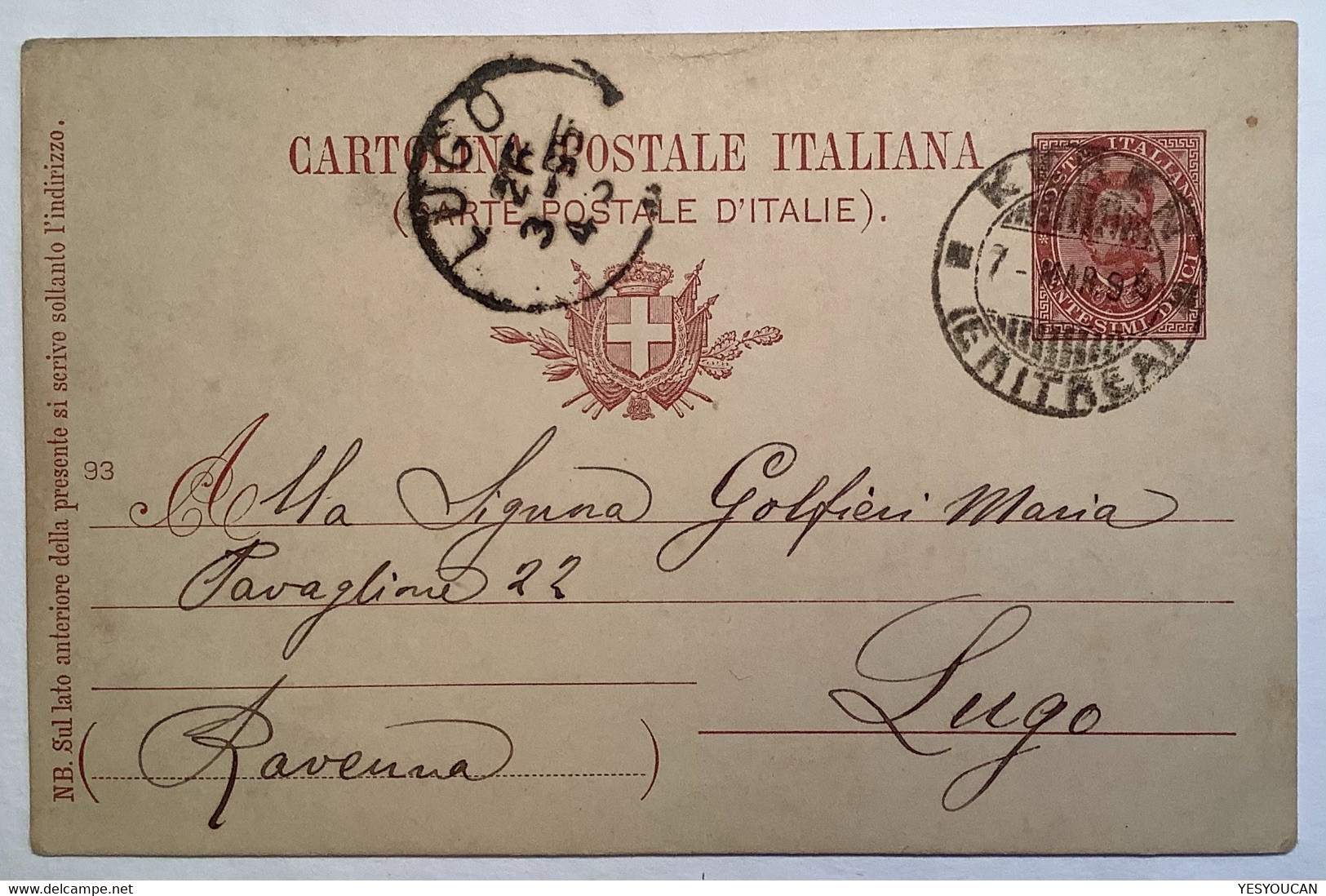 KEREN ERITREA 1894 On REGNO D’ ITALIA #21 RRR ! Cartolina Entero Postale Umberto>Lugo Ravenna (Italy Postal Stationery - Erythrée