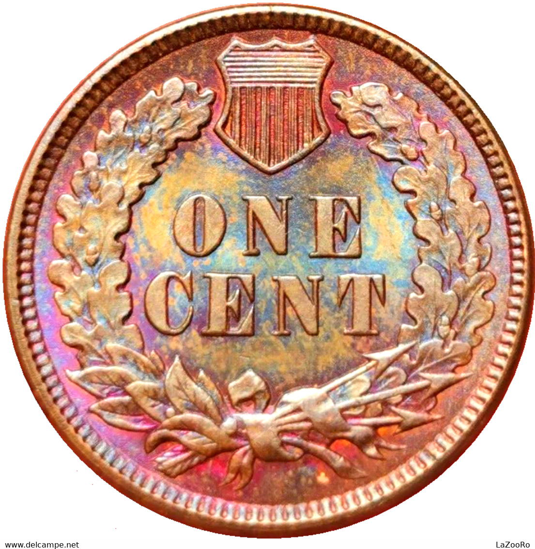 LaZooRo: United States 1 Cent 1893 PROOF Rainbow Spectacular Example - 1859-1909: Indian Head