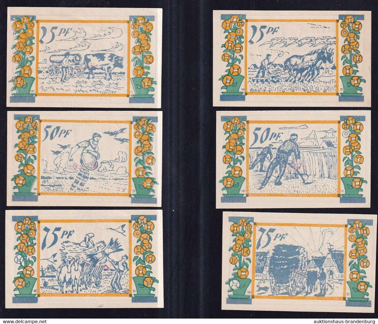 6x Seeth-Eeckholt: Je 2x 25, 50 + 75 Pfennig 1921 - Signatur Reumann / Jürs - Sammlungen