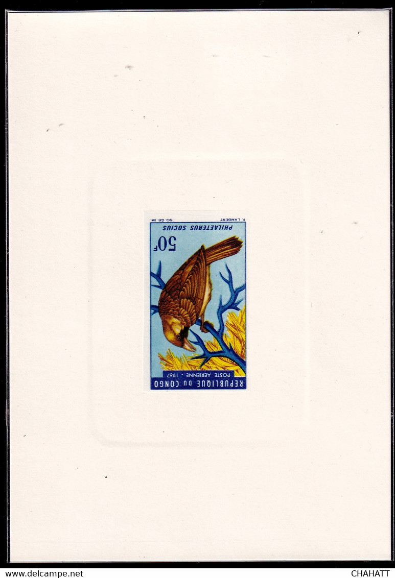BIRDS- SOCIABLE WEAVER-SUNKEN DELUXE CARD- CONGO-1967- MNH- SCARCE - PA-12 - Cernícalo