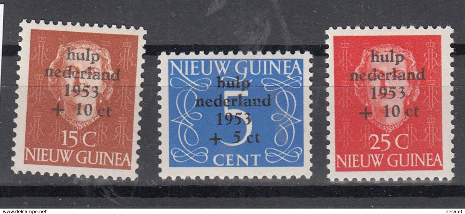 Nederland Nieuw-Guinea 1953 Mi Nr 22 - 24 , Met Opdruk Hulp Nederland 1953 Watersnood, Postfris - Nuova Guinea Olandese