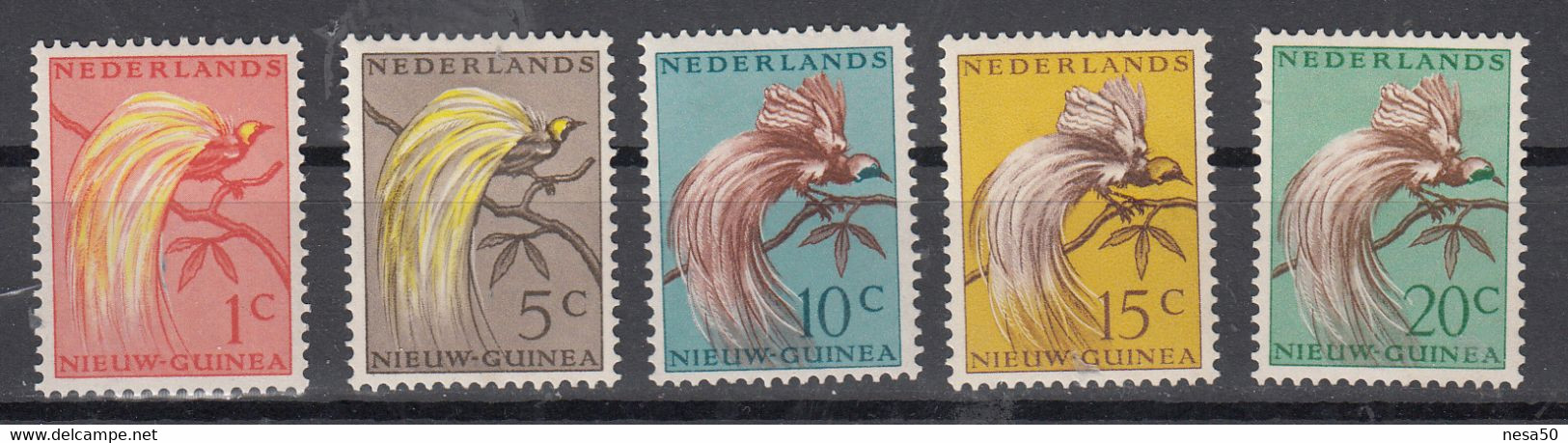 Nederland Nieuw-Guinea 1954 Mi Nr 25 - 29 , Paradijs Vogel, Bird Postfris Met Plakker - Nouvelle Guinée Néerlandaise