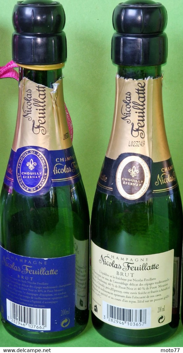 Lot de 7 quart de bouteille VIDE de CHAMPAGNE - Nicolas Feuillatte, Vranken; De Castellane; Pommery : VIDE