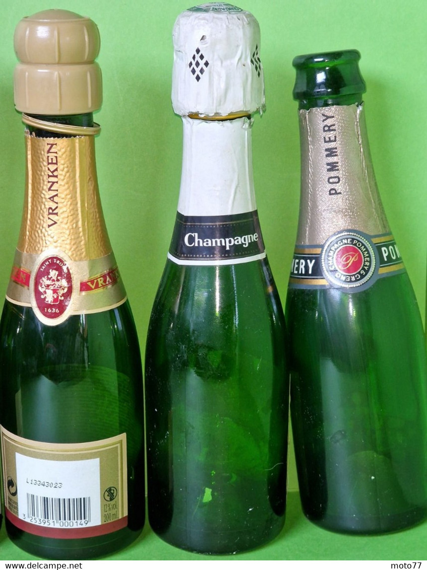 Lot de 7 quart de bouteille VIDE de CHAMPAGNE - Nicolas Feuillatte, Vranken; De Castellane; Pommery : VIDE