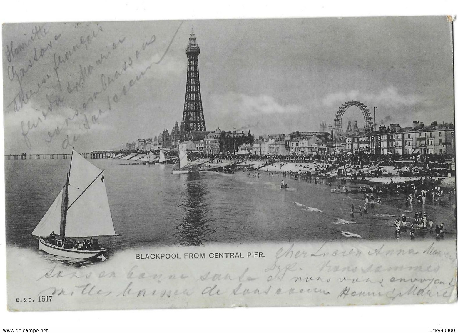 LITHO - BLACKPOOL FROM CENTRAL PIER - GREAT BRITAIN & IRELAND  -  ECRITE ET TIMBREE - Blackpool