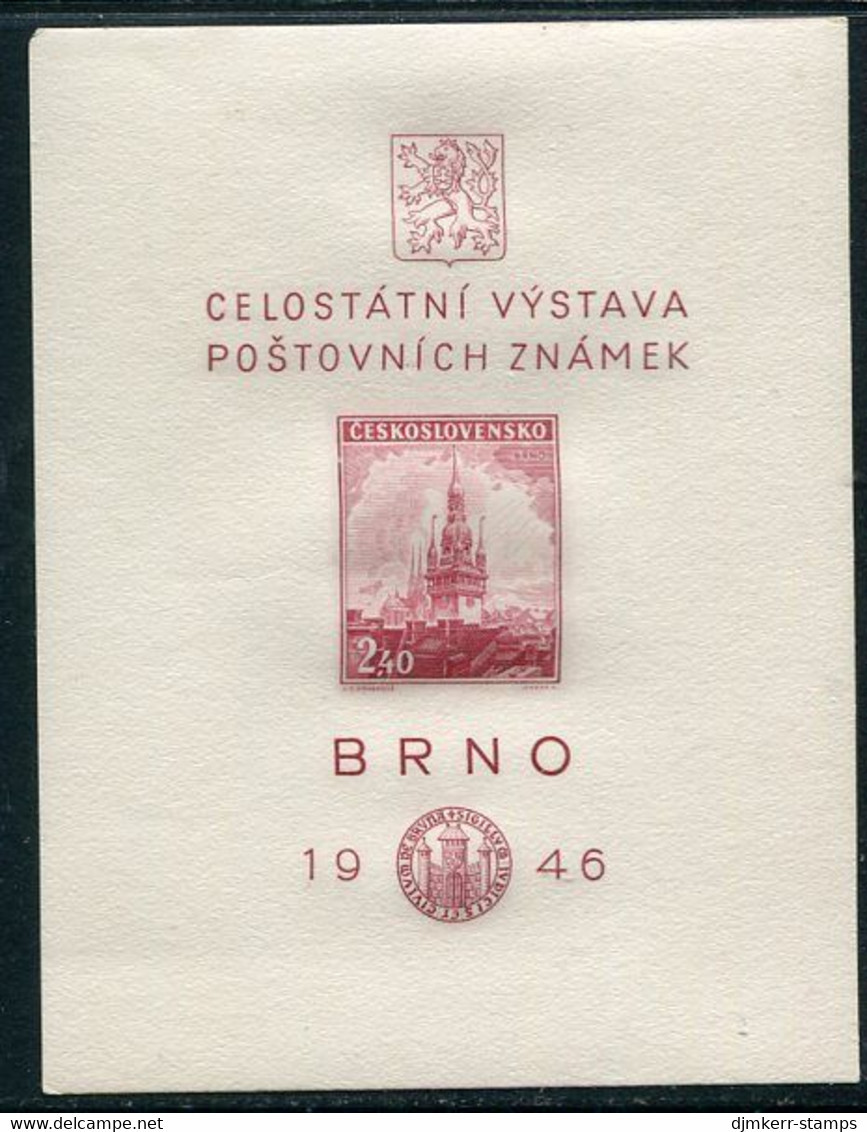 CZECHOSLOVAKIA 1946 Brno Philatelic Exhibition Block MNH / **..  Michel Block 9 - Ongebruikt