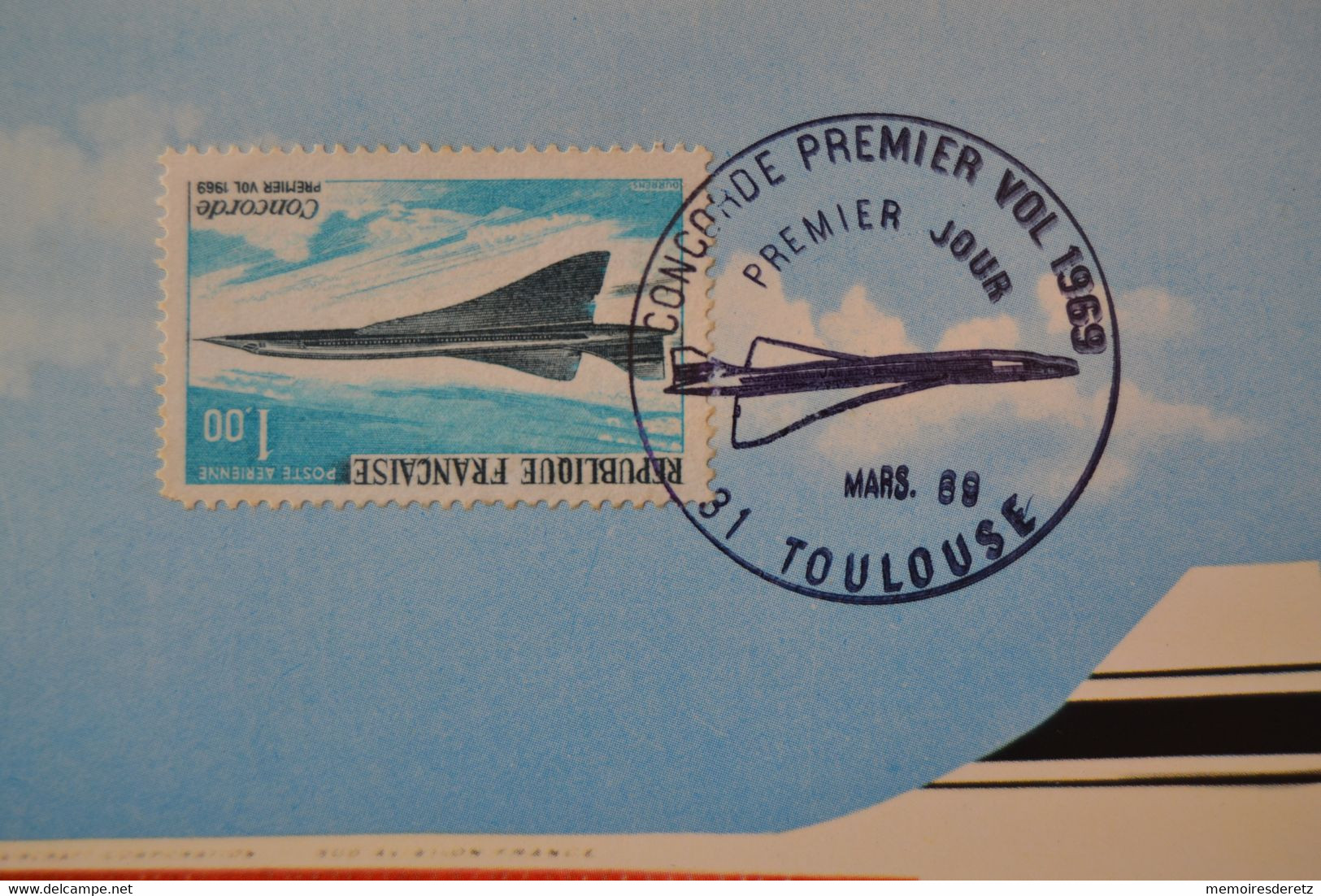 RARE Oblitération CONCORDE Mars 1969 (sans Le 2 De La Date 2 Mars 1969) TOULOUSE France - Concorde