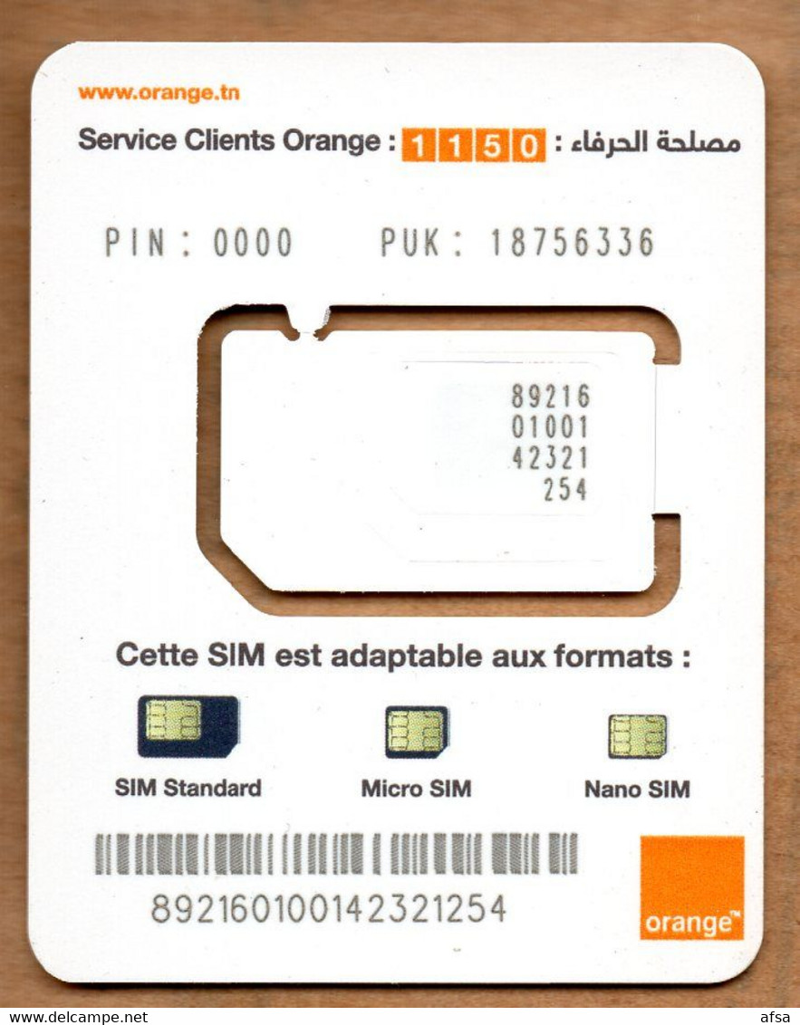 Carte à Puce- GSM -Orange (2 Images) 2 Scans - Tunisia
