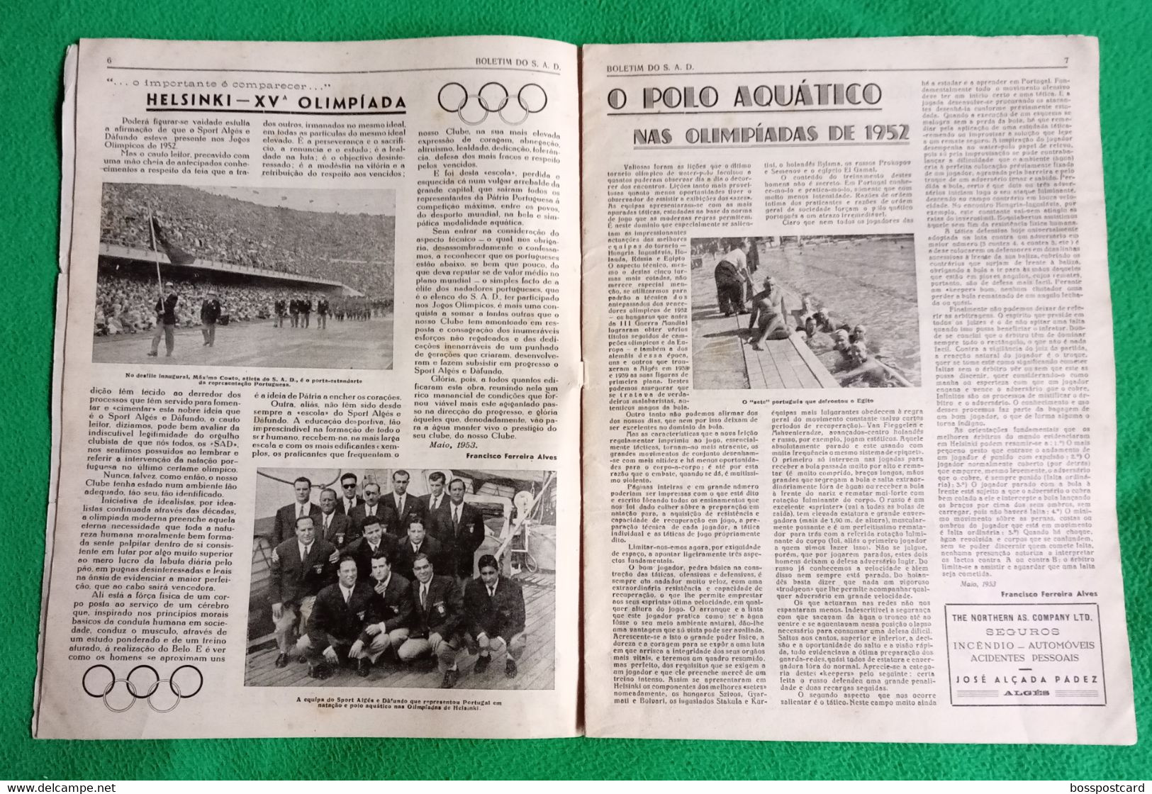 Algés - Sport Algés E Dafundo - Número Comemorativo Do XXXVIII Aniversário, 1953 - Publicidade - Portugal - Sport