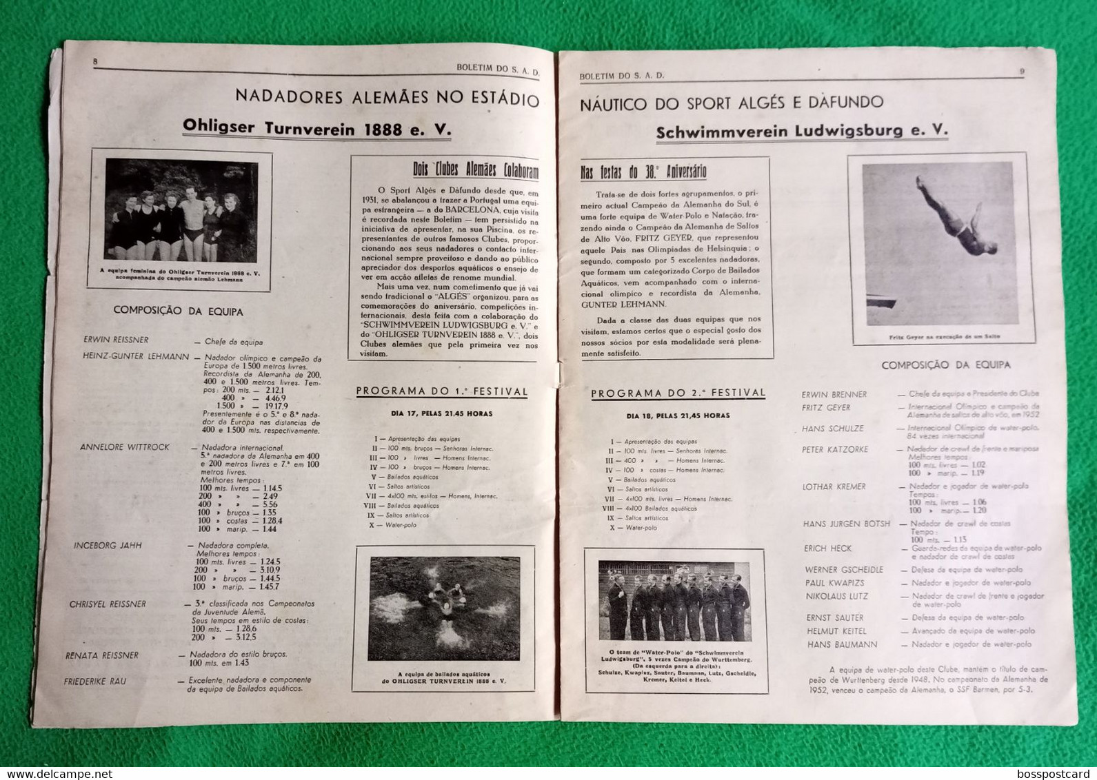 Algés - Sport Algés E Dafundo - Número Comemorativo Do XXXVIII Aniversário, 1953 - Publicidade - Portugal - Deportes