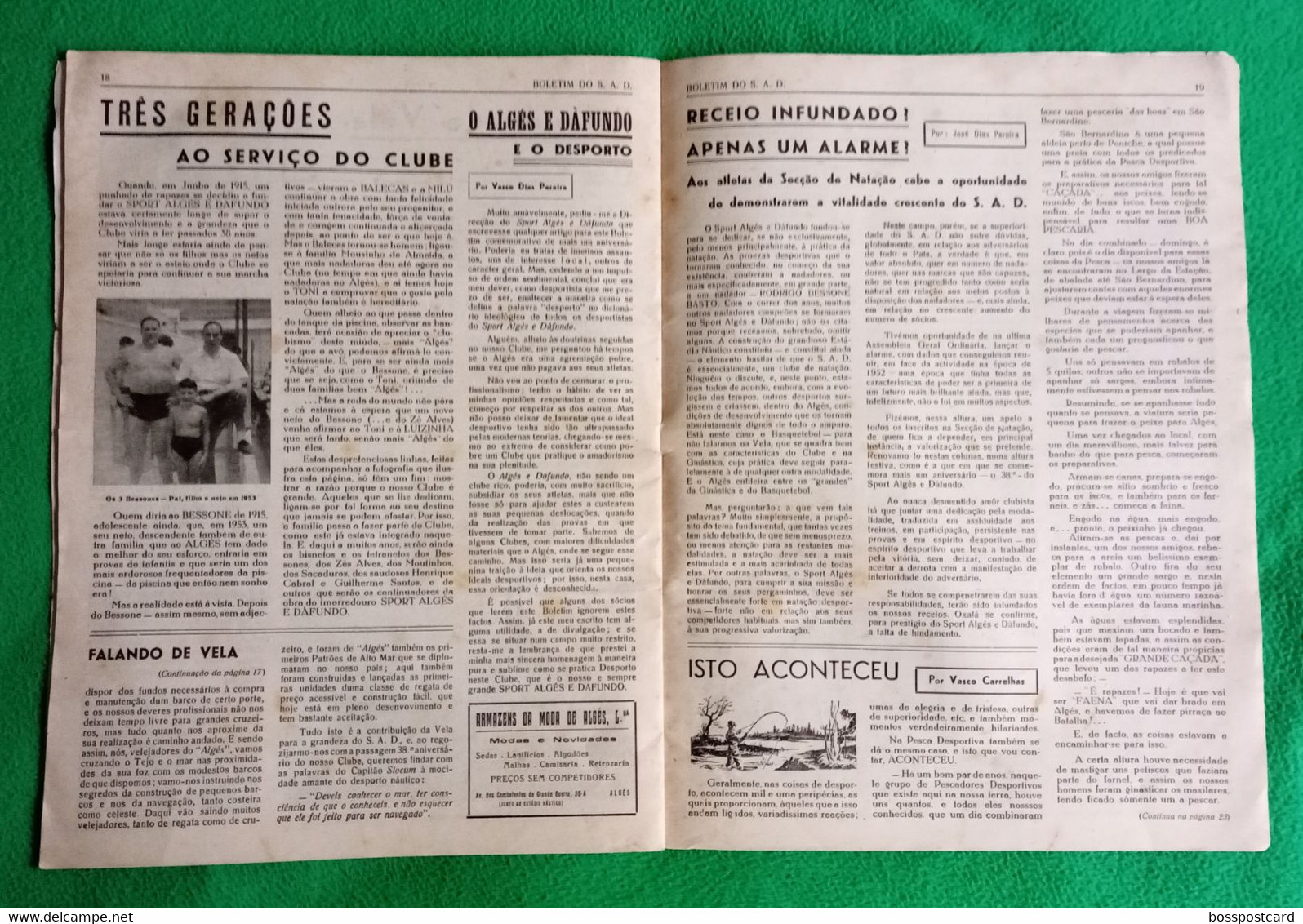 Algés - Sport Algés e Dafundo - Número Comemorativo do XXXVIII Aniversário, 1953 - Publicidade - Portugal