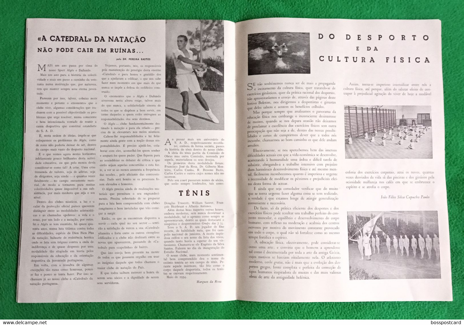 Algés - Sport Algés e Dafundo - Número Único Comemorativo do XXXIX Aniversário, 1954 - Publicidade - Portugal