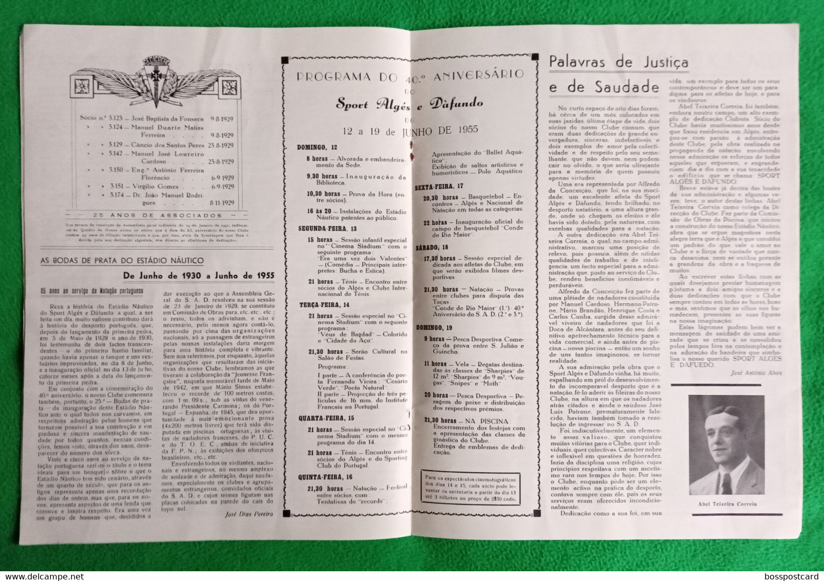 Algés - Sport Algés E Dafundo - Número Único Comemorativo Do XL Aniversário, 1955 - Publicidade - Portugal - Sports