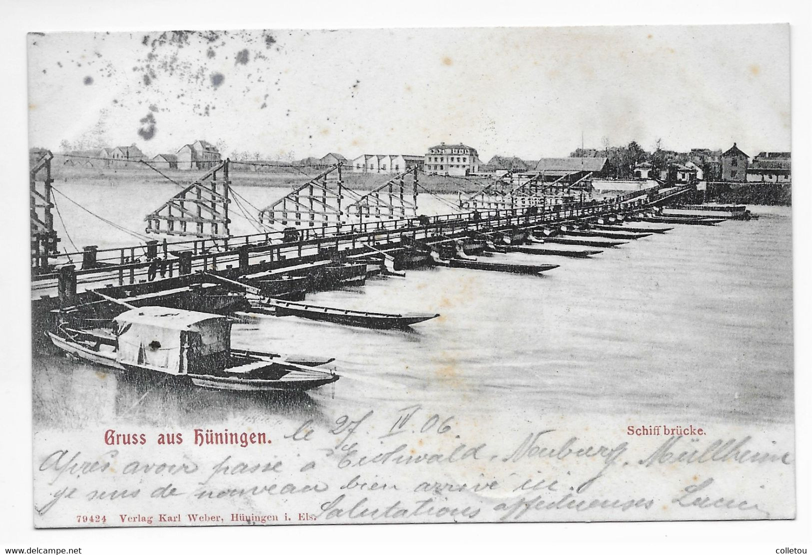 HUNINGEN  SCHIFFBRUCKE  1906 (28) - Huningue