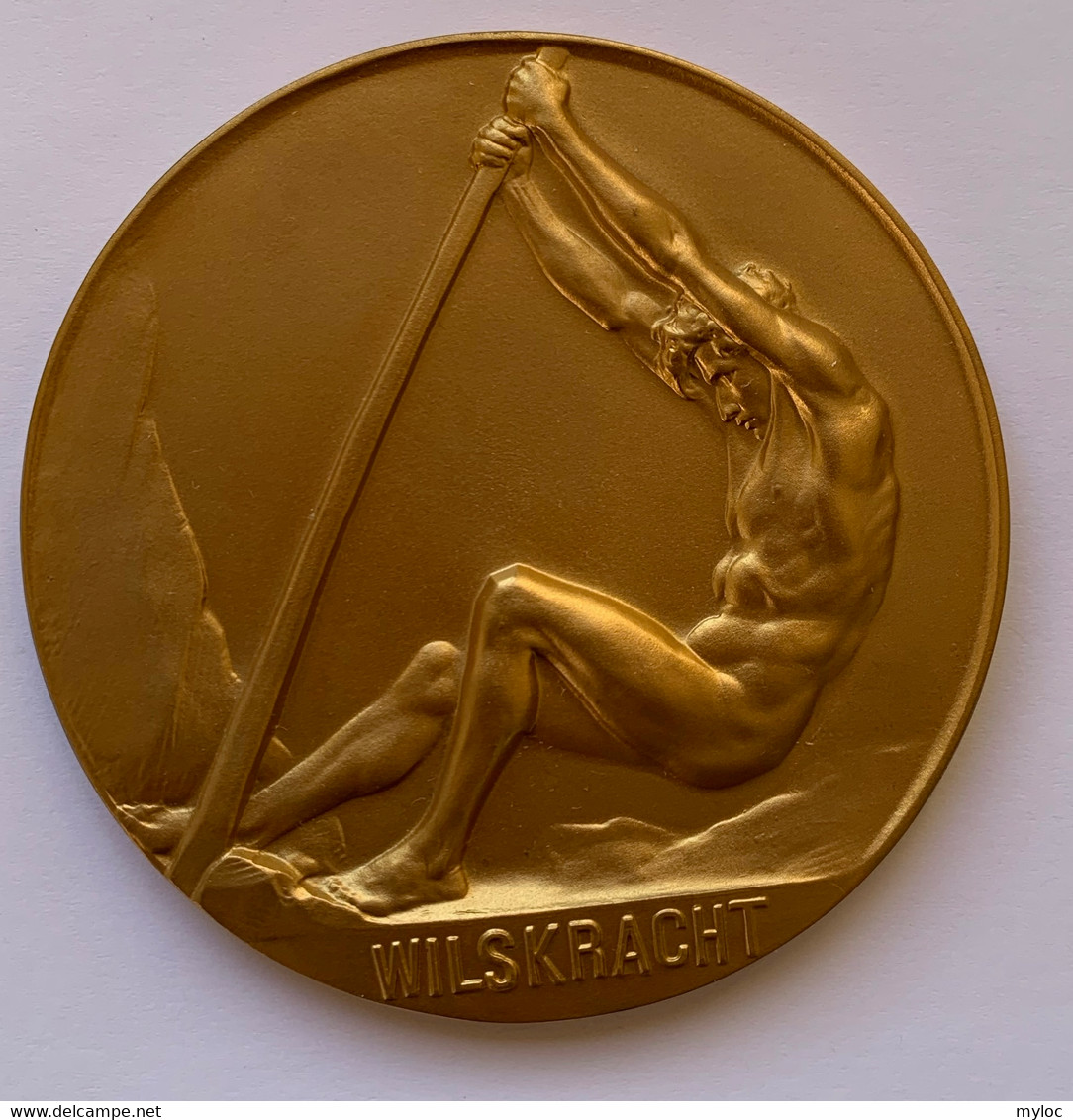 Médaille. Wilskracht. Ministerie Nationale Opvoeding. Prijs Regering 1967-1968. Leerling Koninklijk Lyceum Brussel 2 - Professionnels / De Société