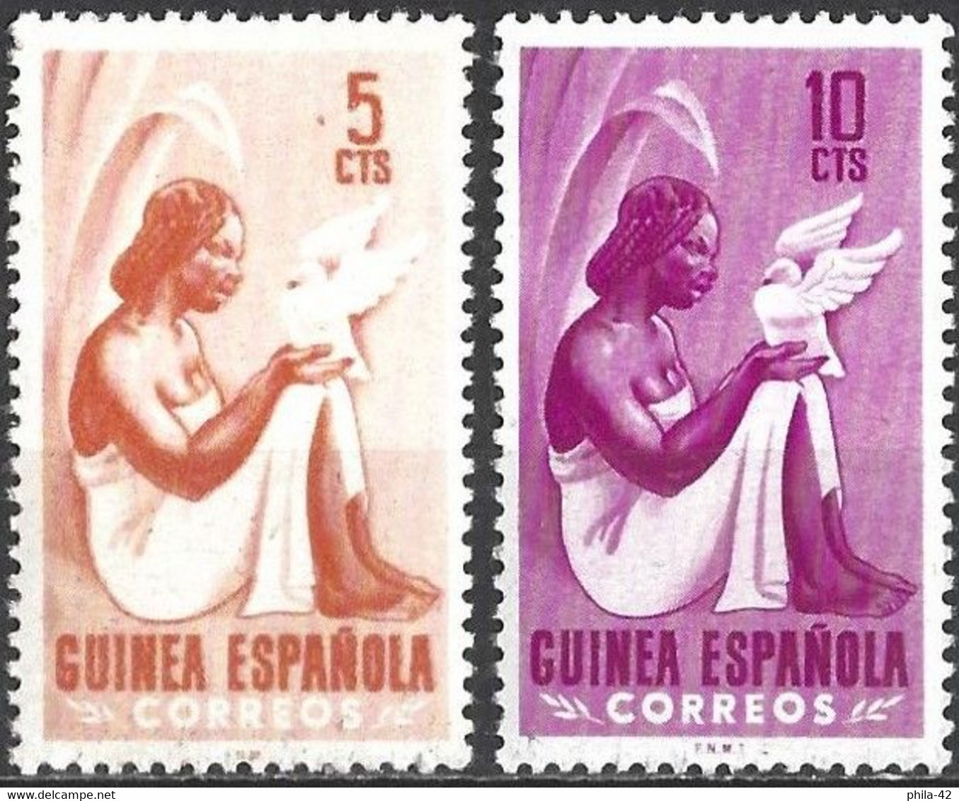 Spanish Guinea 1953 - Mi 290/91 - YT 346/47 ( Woman With Dove ) MNH** - Guinea Española