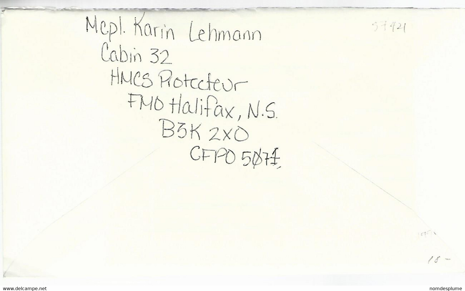 57421) Canada R.C.A.F. Miltary Mail Postmark Cancel 1991 - Covers & Documents