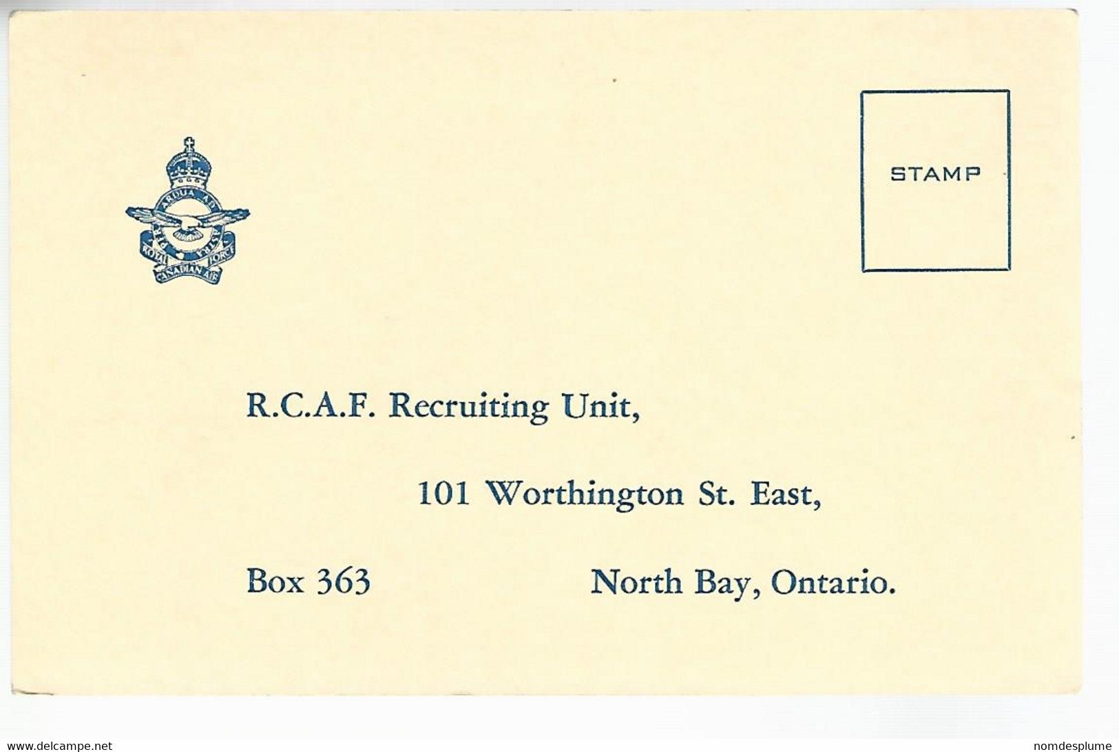 57434) R.C.A.F. Miltary Mail Postcard Recruiting Enrolment  Requirements Card - 1903-1954 Könige